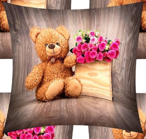 CITY BEST MART Teddy Cushion Covers (Pack of 5) - 16*16 inch, Brown